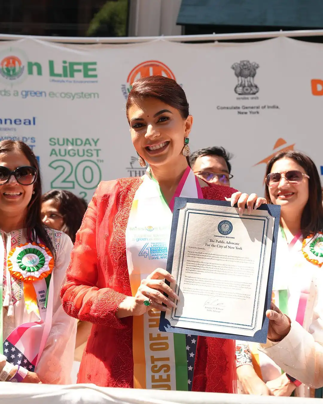 Jacqueliene Fernandez participated in India Day Parade at New York