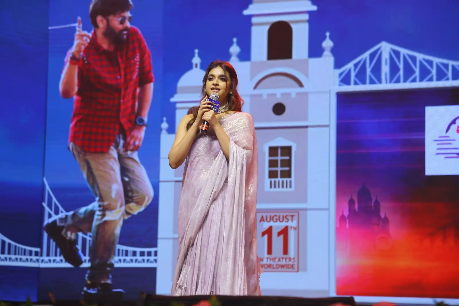 Keerthy Suresh Shines in Bholaa Shankar Pre Release Event
