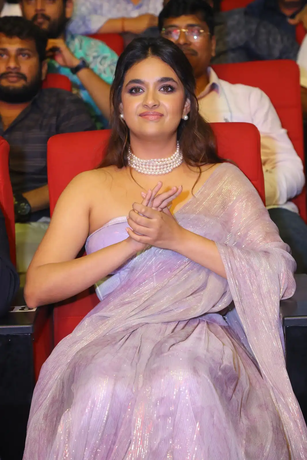 Keerthy Suresh Shines in Bholaa Shankar Pre Release Event