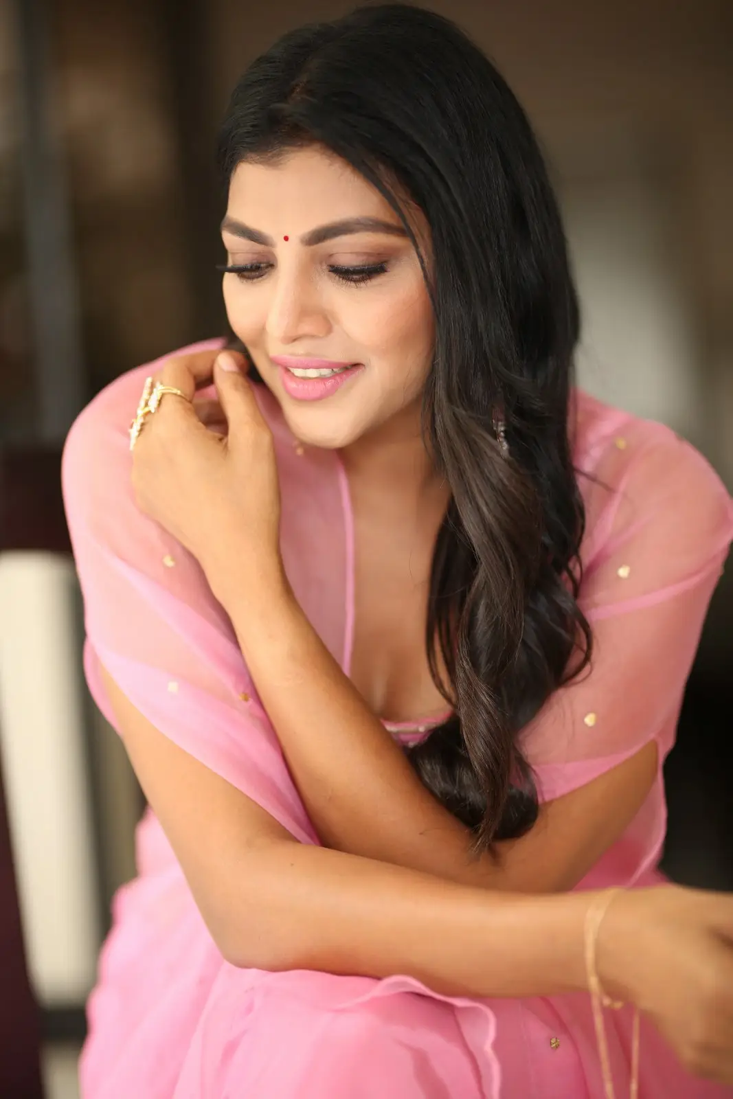 BiggBoss Fame Lahari Shari Stunning looks in Pink Dress