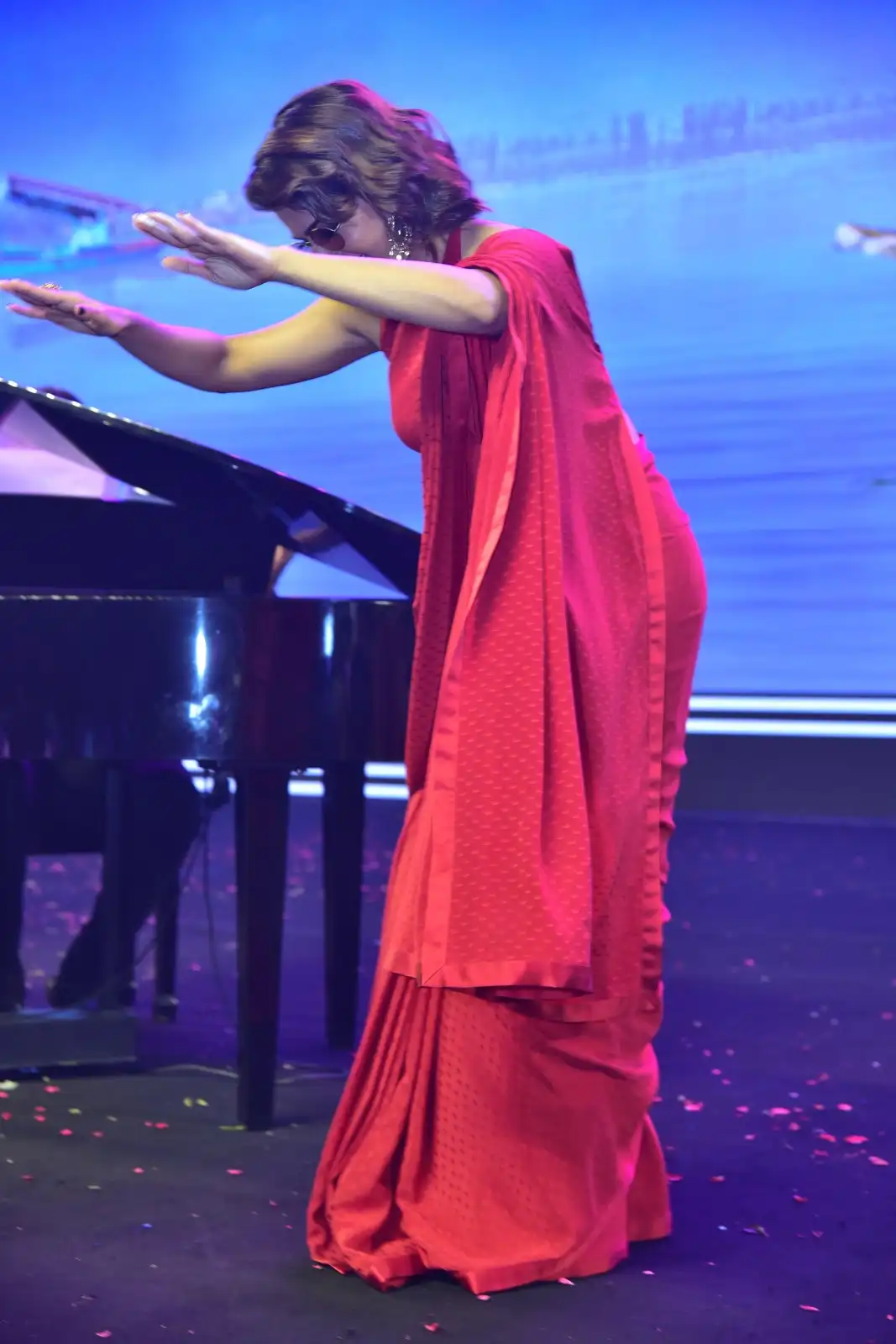 Samantha Shines in Red Saree at Kushi Musical Concert Event
