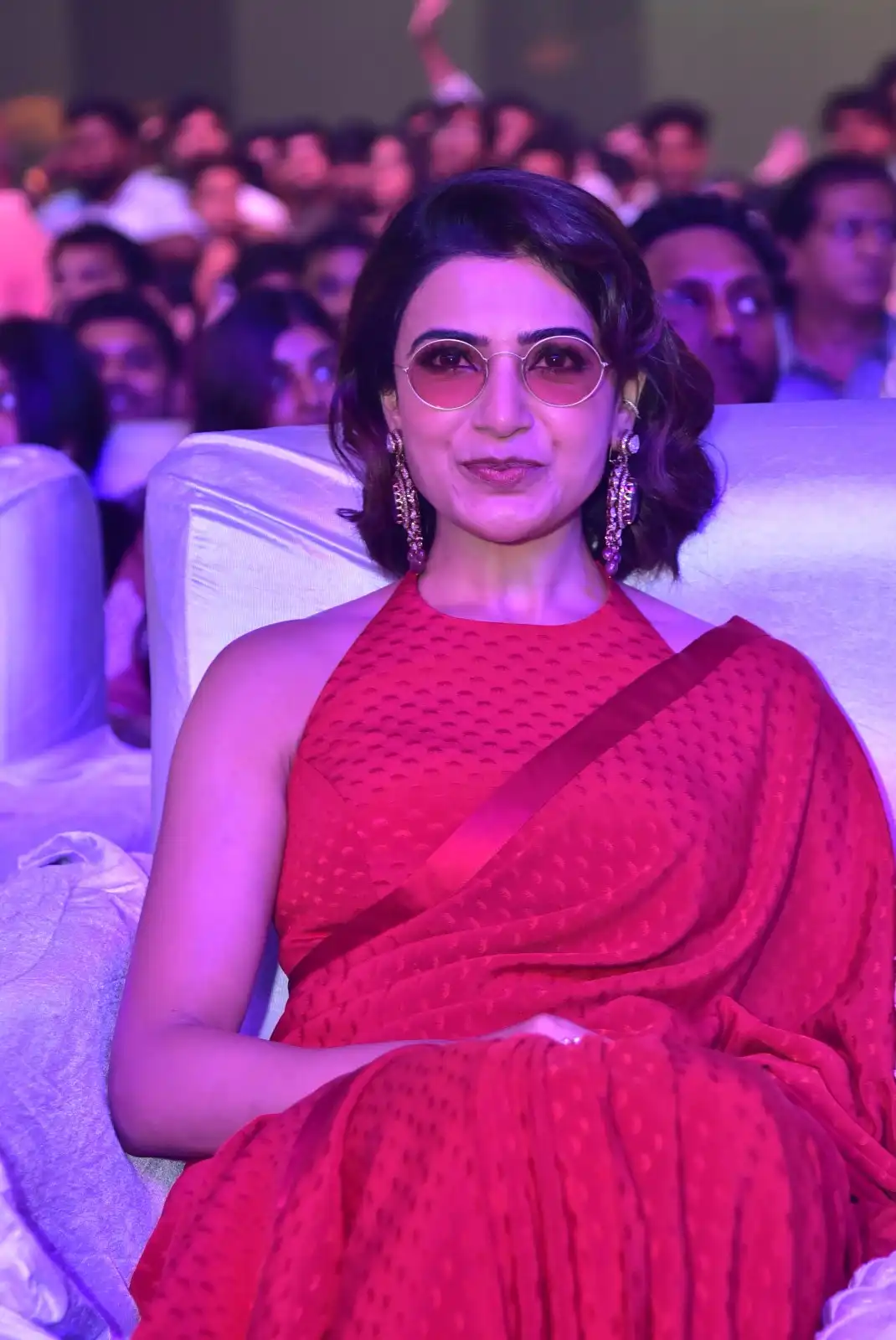 Samantha Shines in Red Saree at Kushi Musical Concert Event
