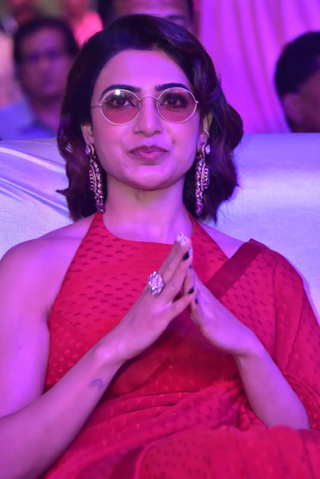 Samantha Shines in Red Saree at Kushi Musical Concert Event