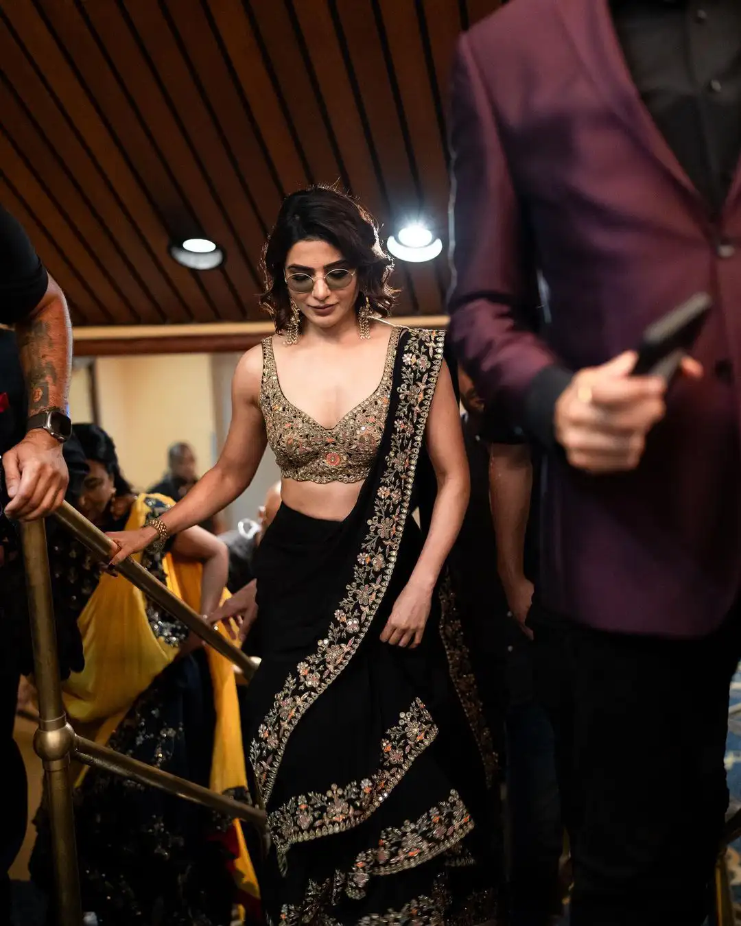 Samantha Shines in Black Saree at America