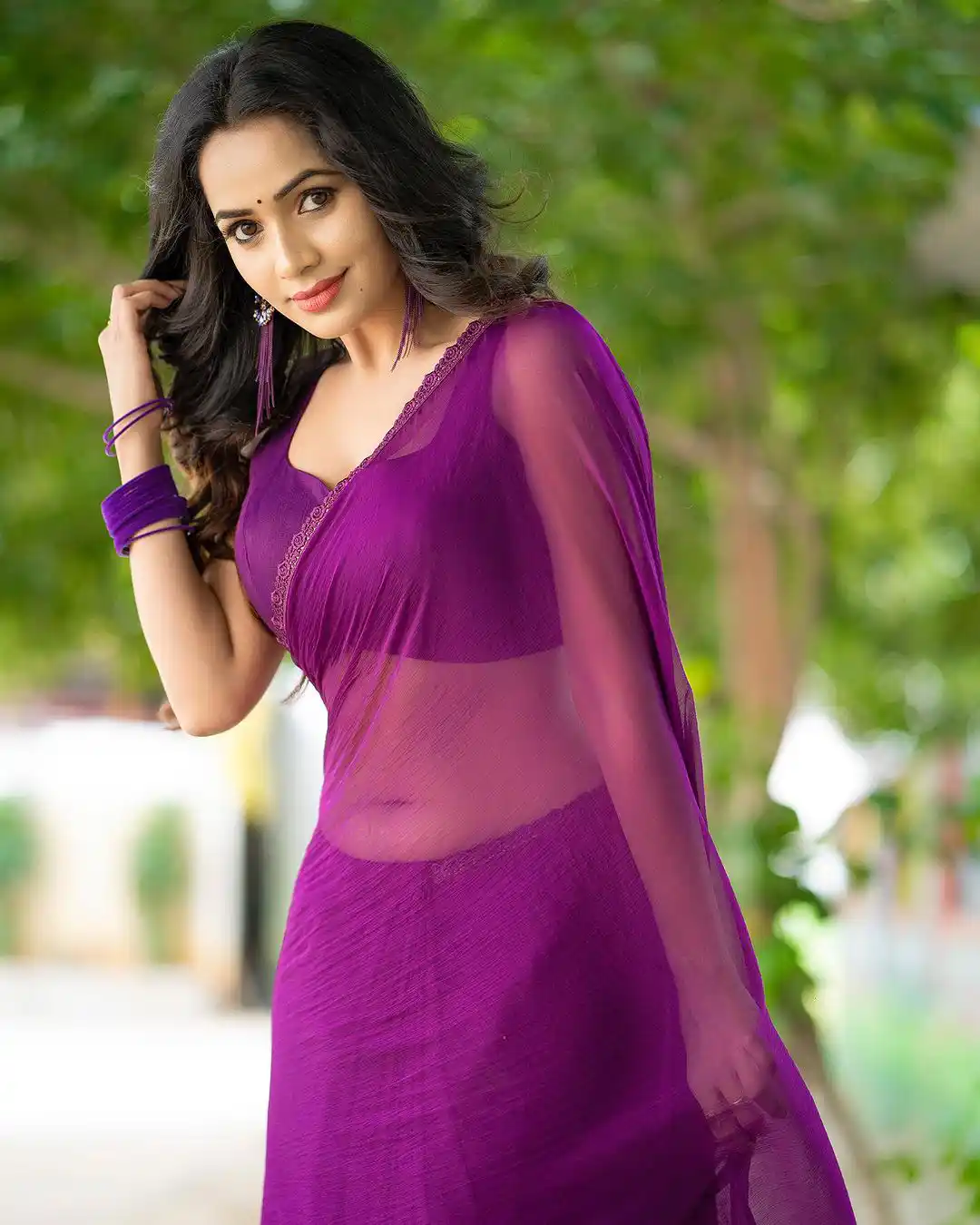 Shobha Shetty Sizzling Looks in Transparent Saree