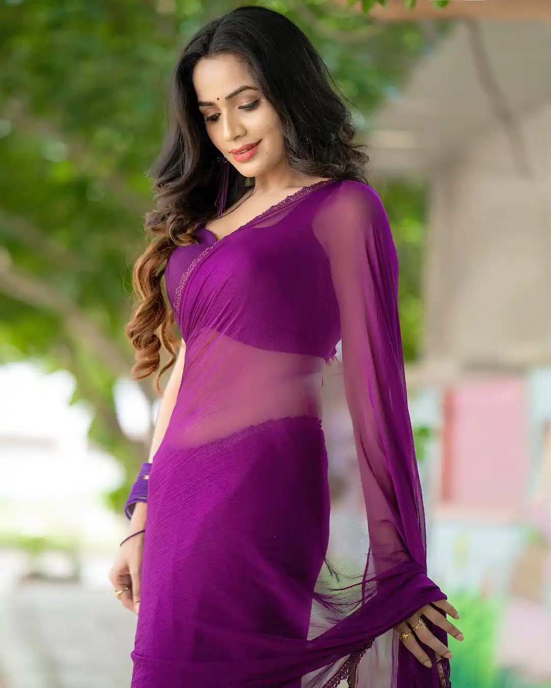 Shobha Shetty Sizzling Looks in Transparent Saree