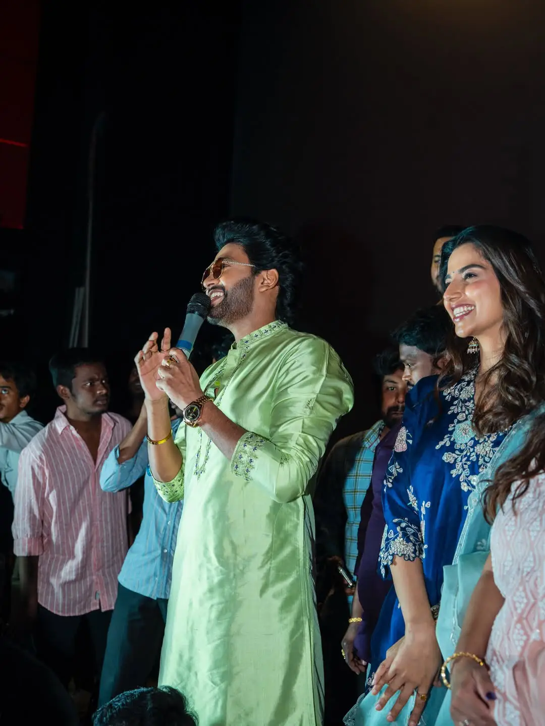 Actress satya sri shared Anaganaga oka raju movie success tour photos. (1)