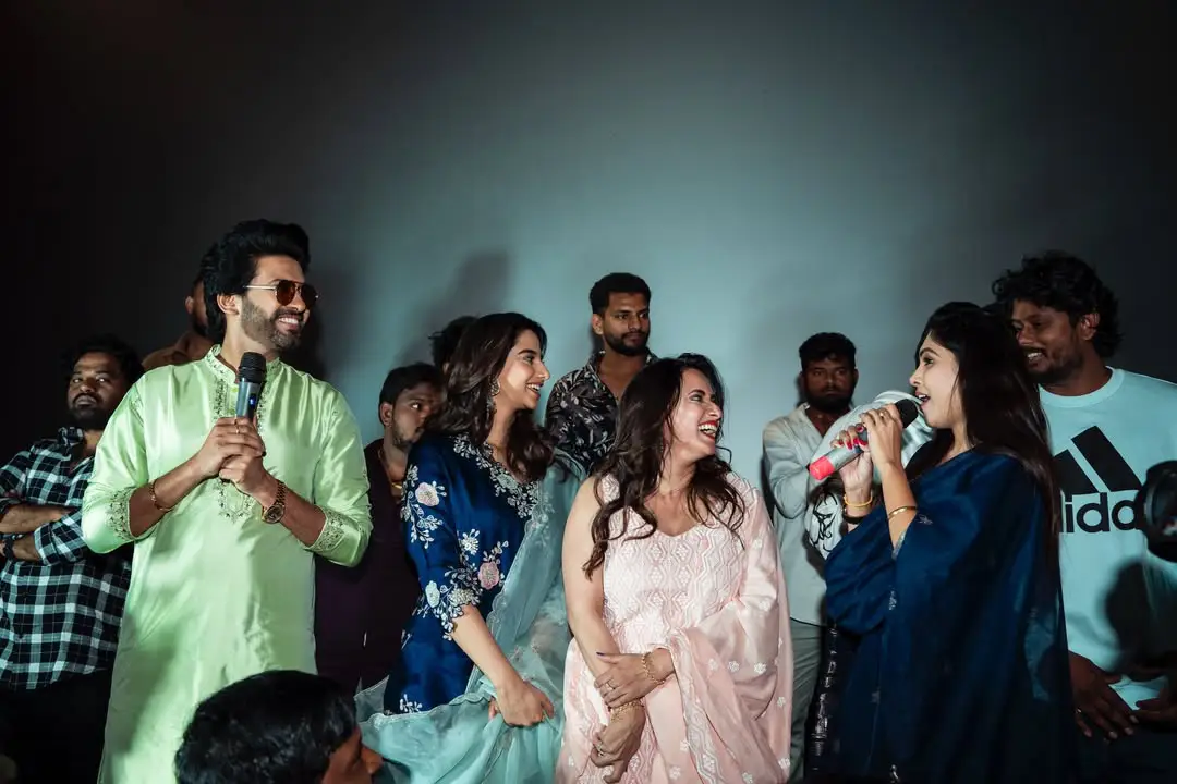 Actress satya sri shared Anaganaga oka raju movie success tour photos. (1)