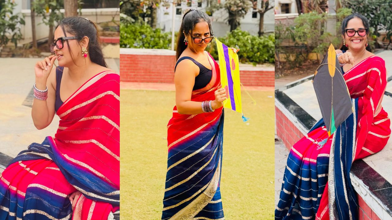 Anasuya Bharadwaj : పతంగ్ తో అనసూయ పరువాలు.. చీరకట్టులో సంక్రాంతి స్పెషల్ ఫొటోలు..