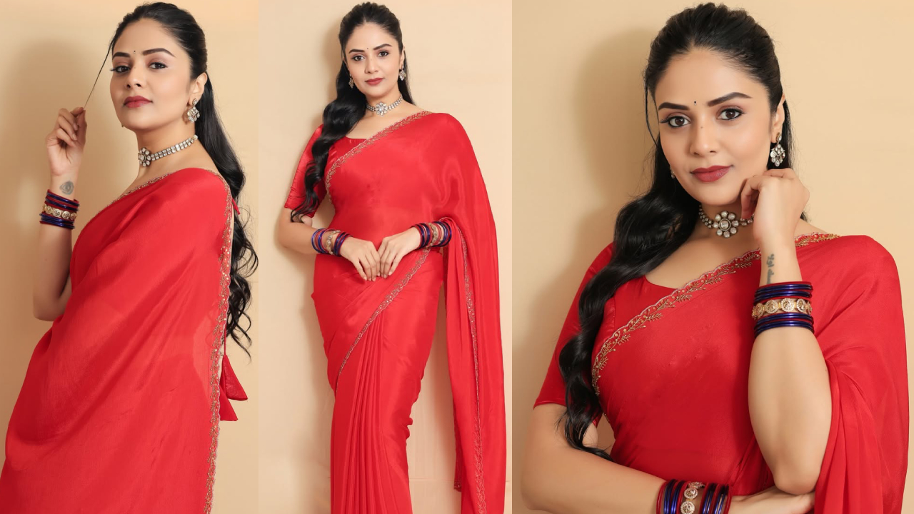 Sreemukhi: అందాల దేవికి శ్రీముఖి.. ఎరుపు చీరలో వలపు వల.. ఫొటోలు