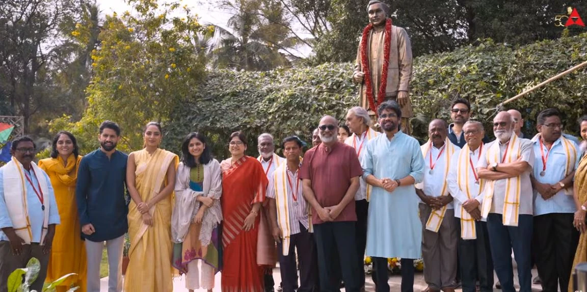 Naga Chaitanya Sobhita Dhulipala Sankranthi Celebrations with Annapurna Studio Employees