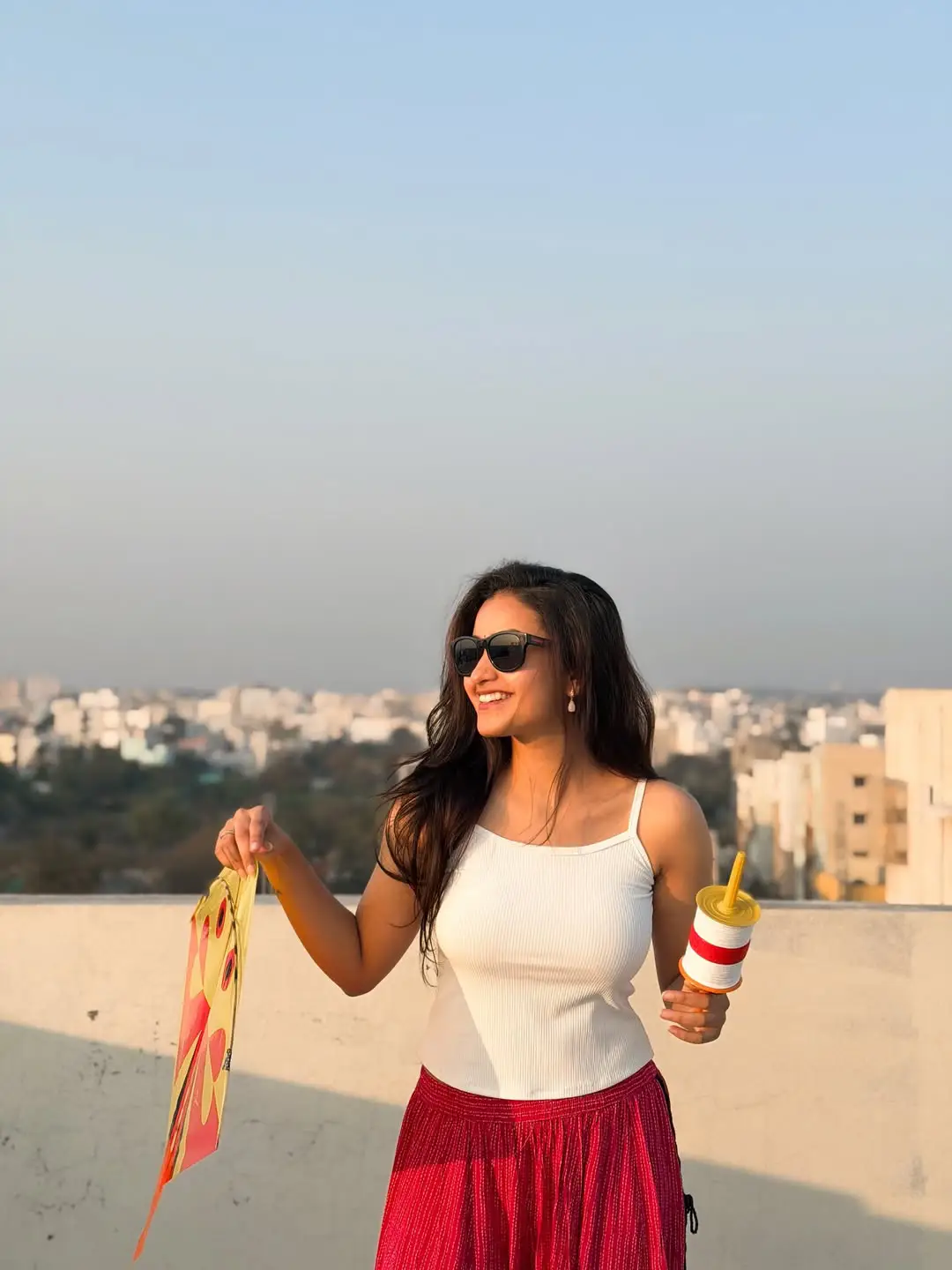 Deepika Pilli flying kite on the occasion of Sankranthi festival. (1)