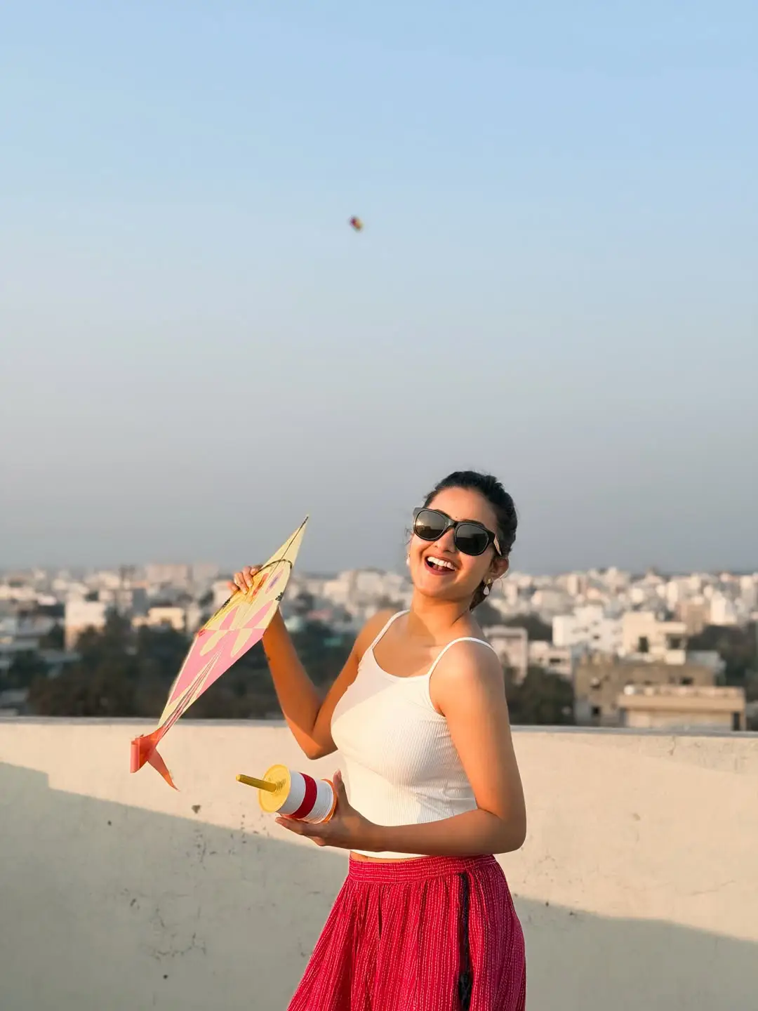 Deepika Pilli flying kite on the occasion of Sankranthi festival. (1)