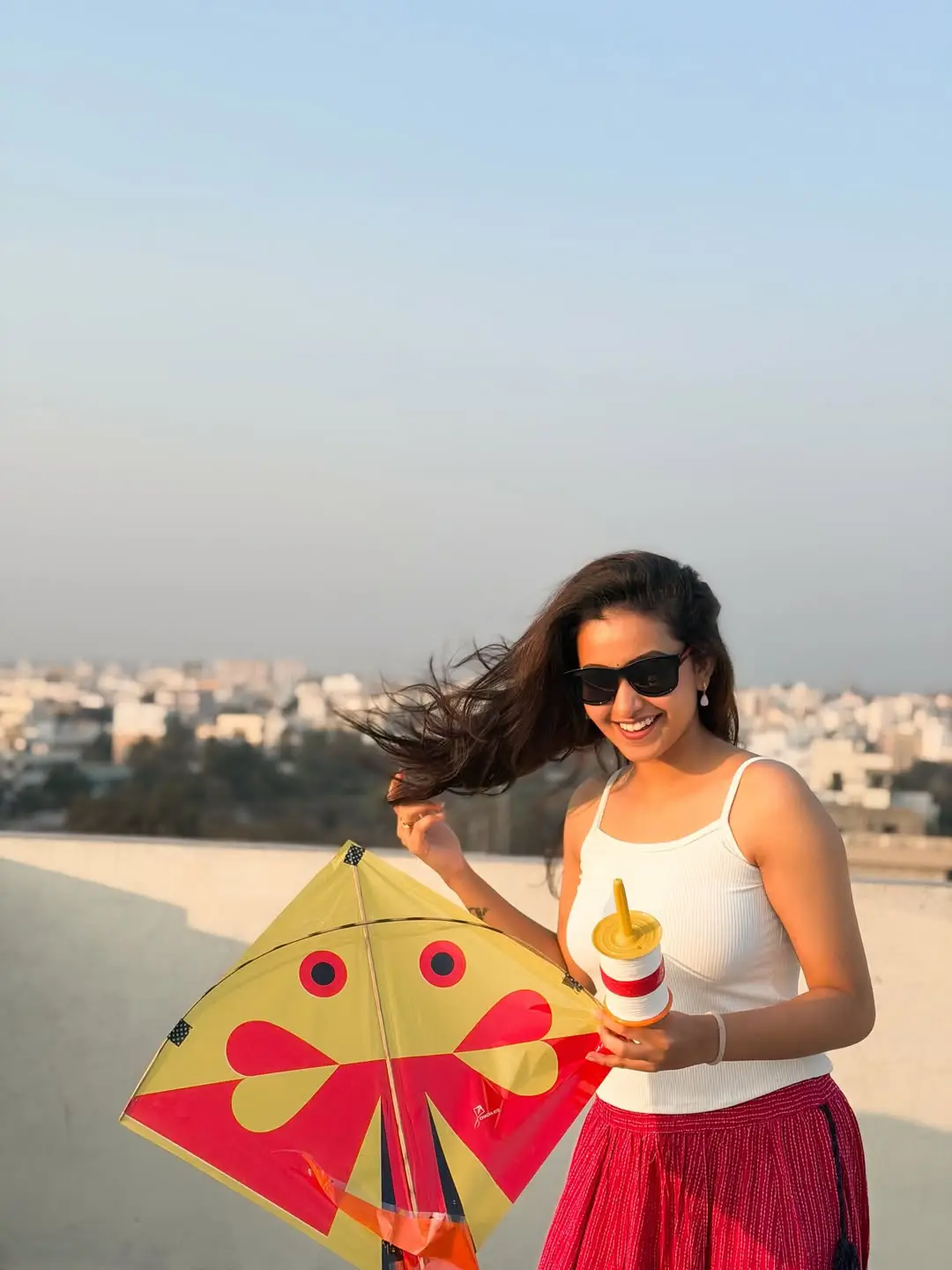 Deepika Pilli flying kite on the occasion of Sankranthi festival. (1)