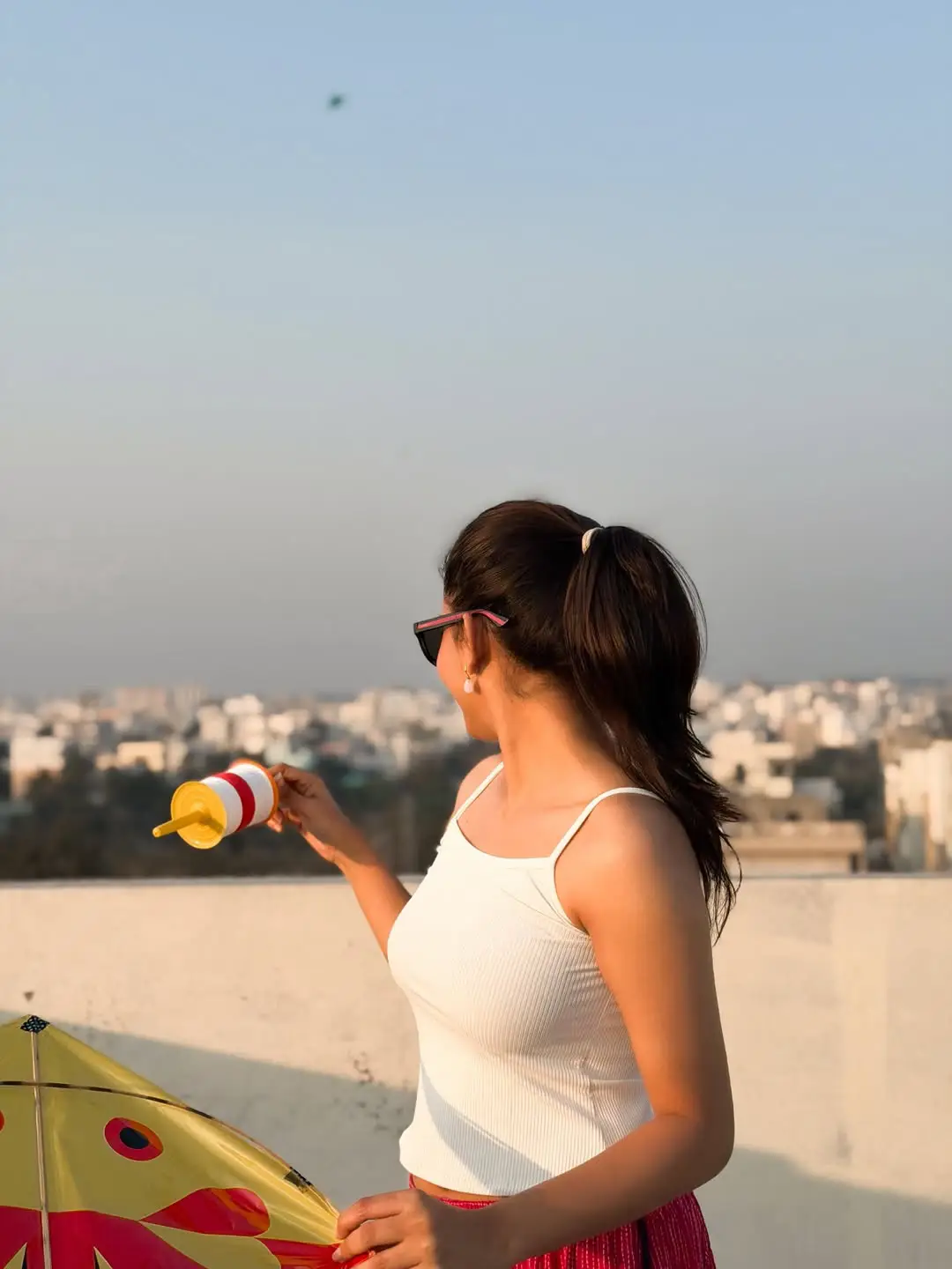 Deepika Pilli flying kite on the occasion of Sankranthi festival. (1)