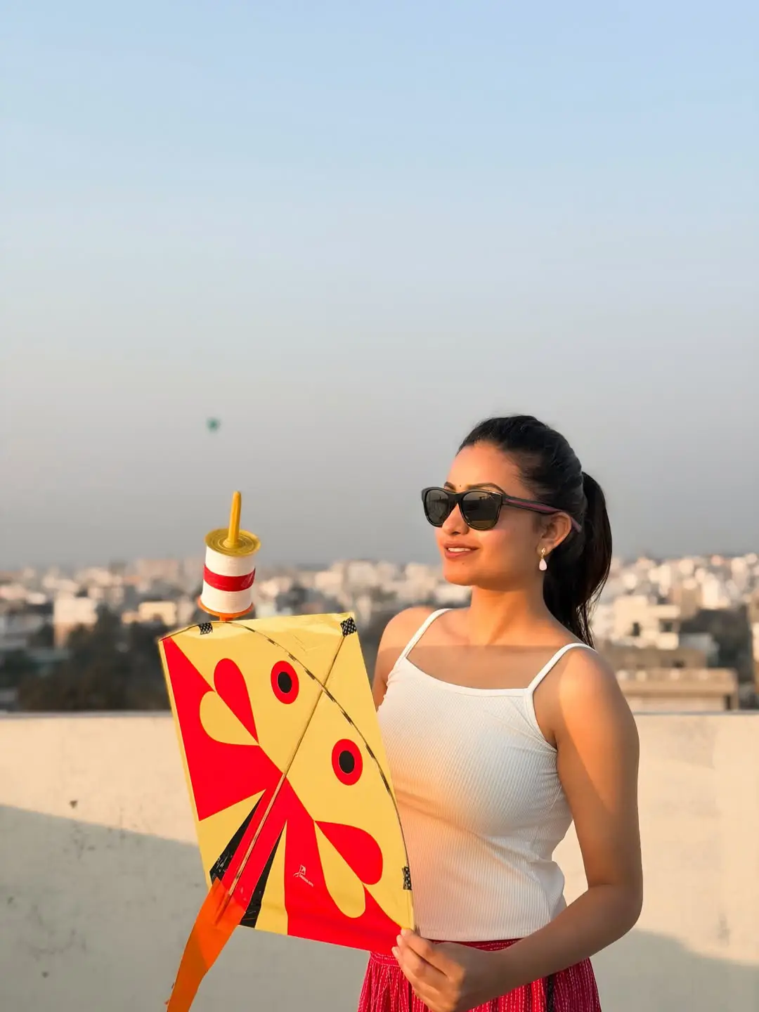 Deepika Pilli flying kite on the occasion of Sankranthi festival. (1)