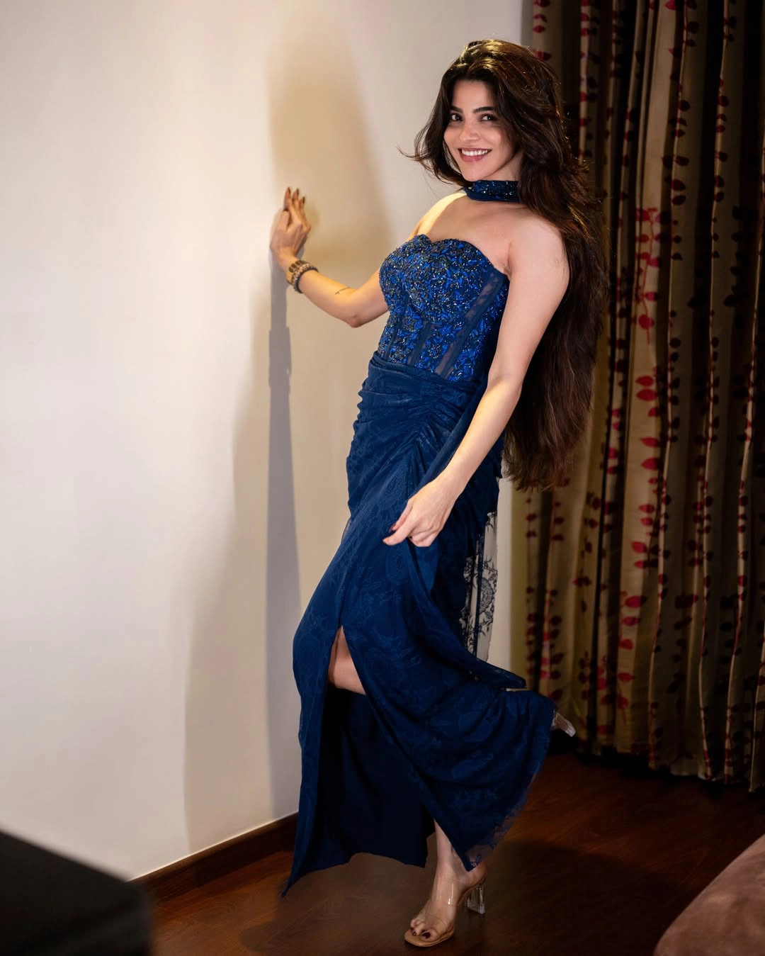 Divyabharathi Sizzling Poses in Blue Dress