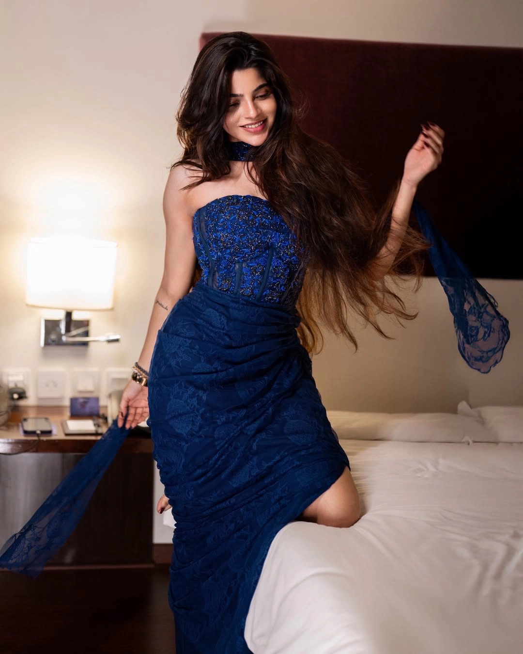 Divyabharathi Sizzling Poses in Blue Dress