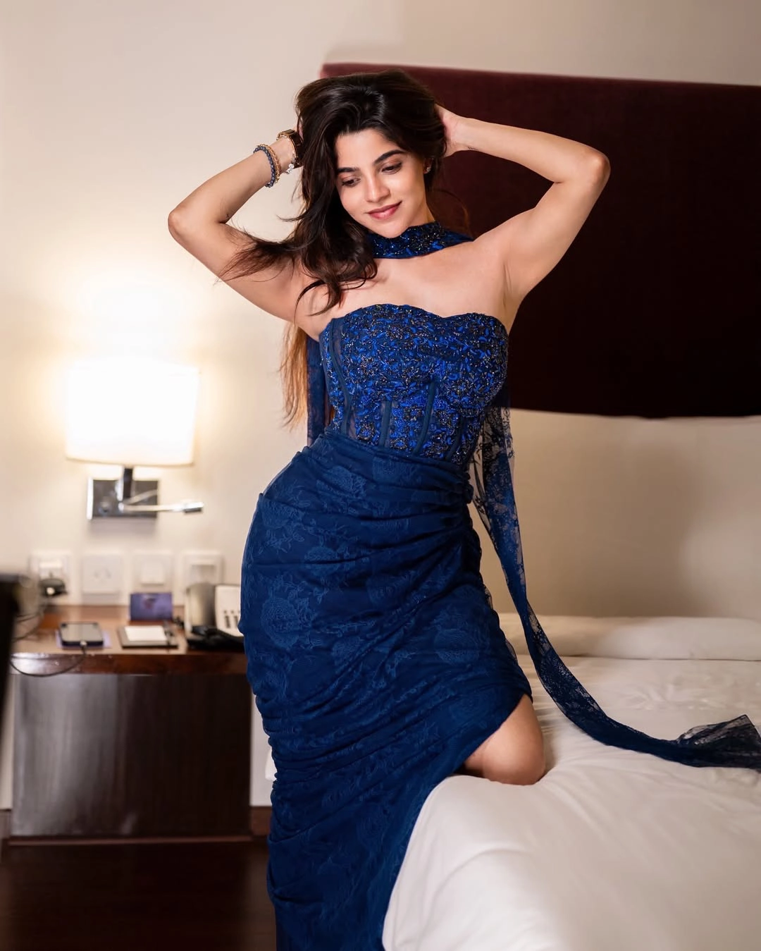 Divyabharathi Sizzling Poses in Blue Dress