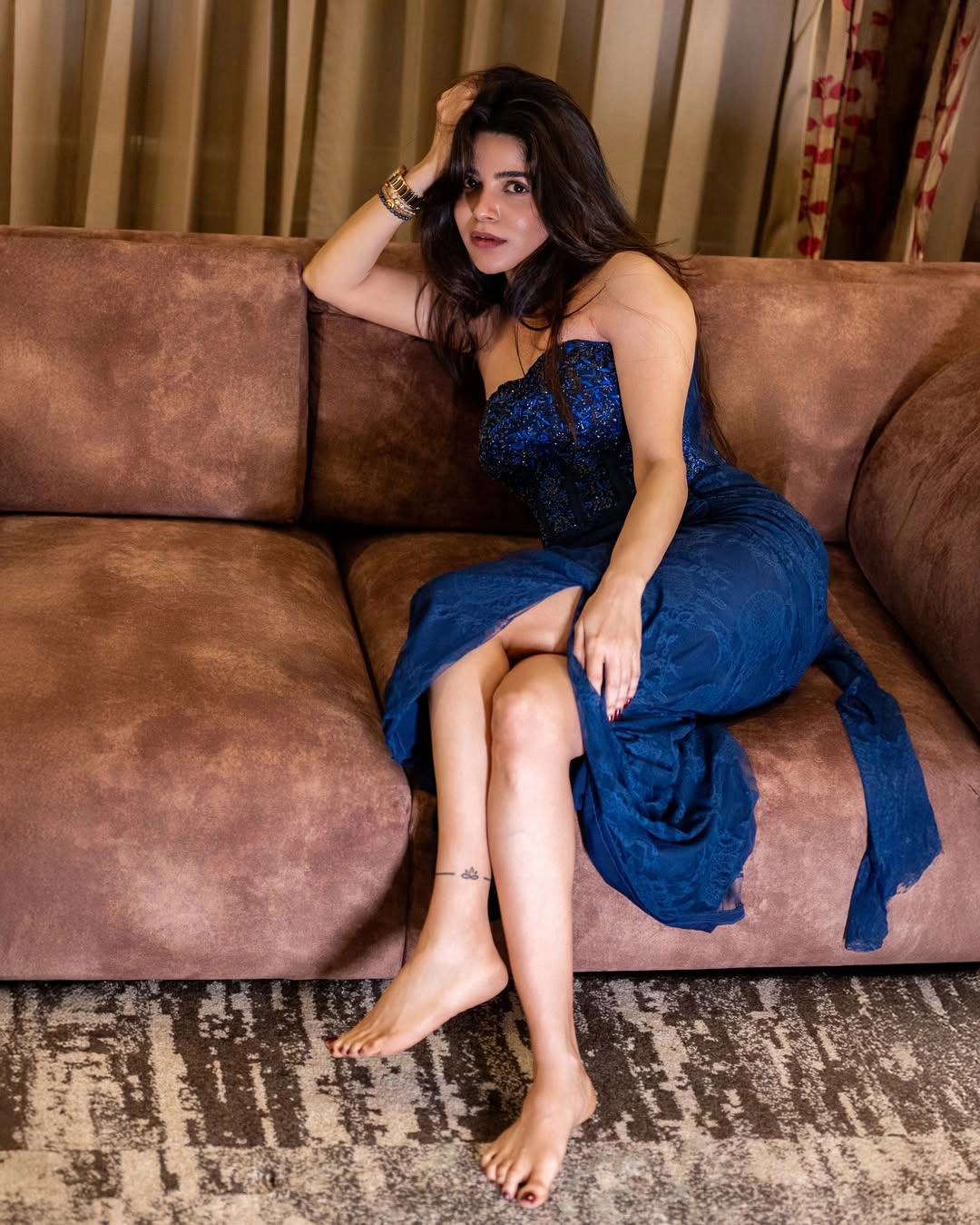 Divyabharathi Sizzling Poses in Blue Dress