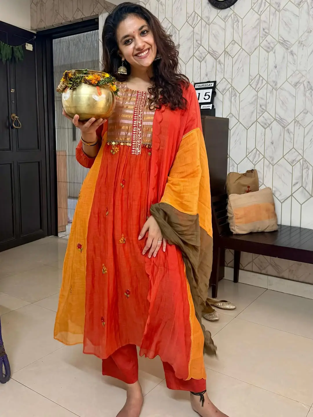 Keerthy Suresh and Antony Sankranthi festival celebrations (1)