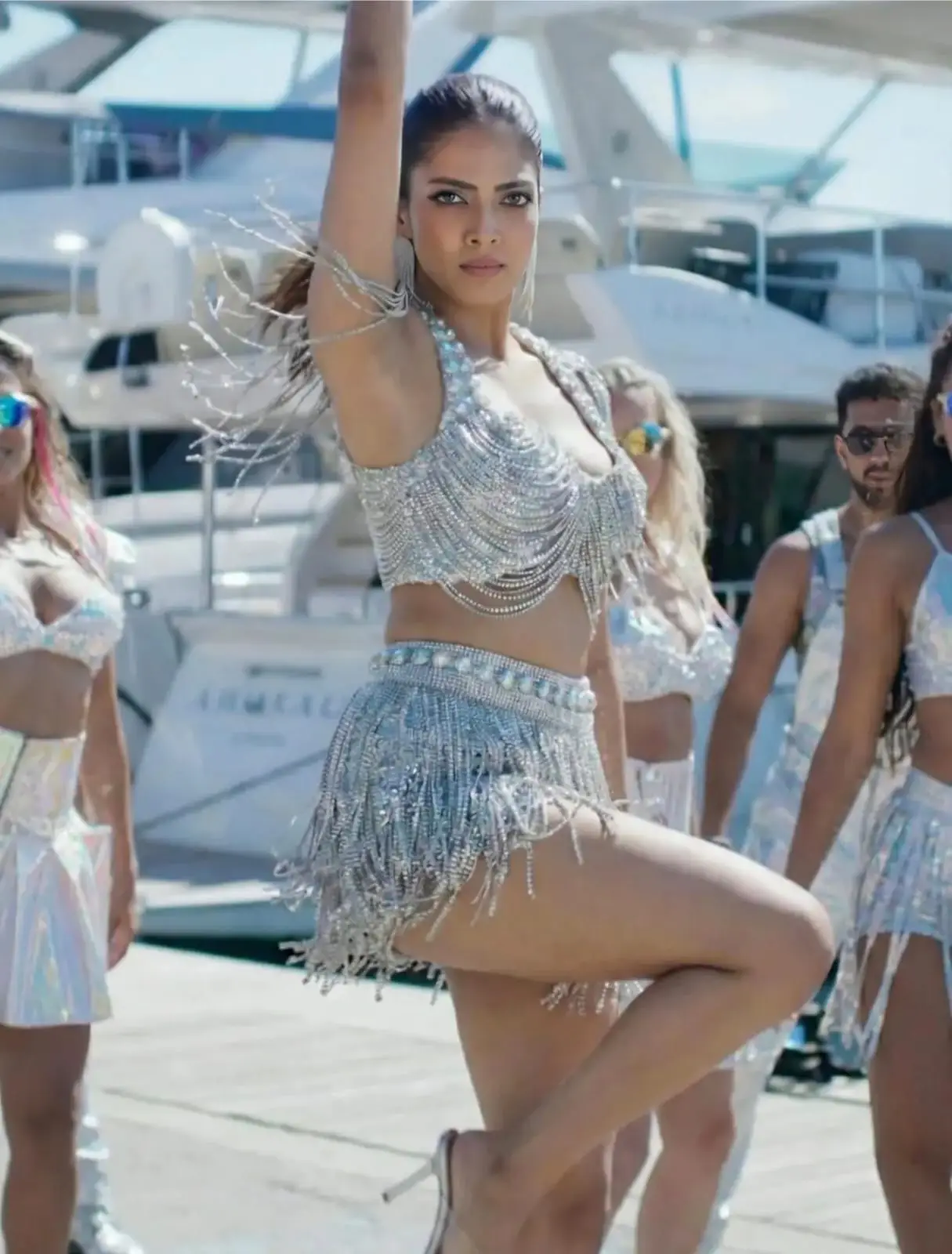 Malavika mohanan hot photos from the Raja Saab Nache Nache song. (1)
