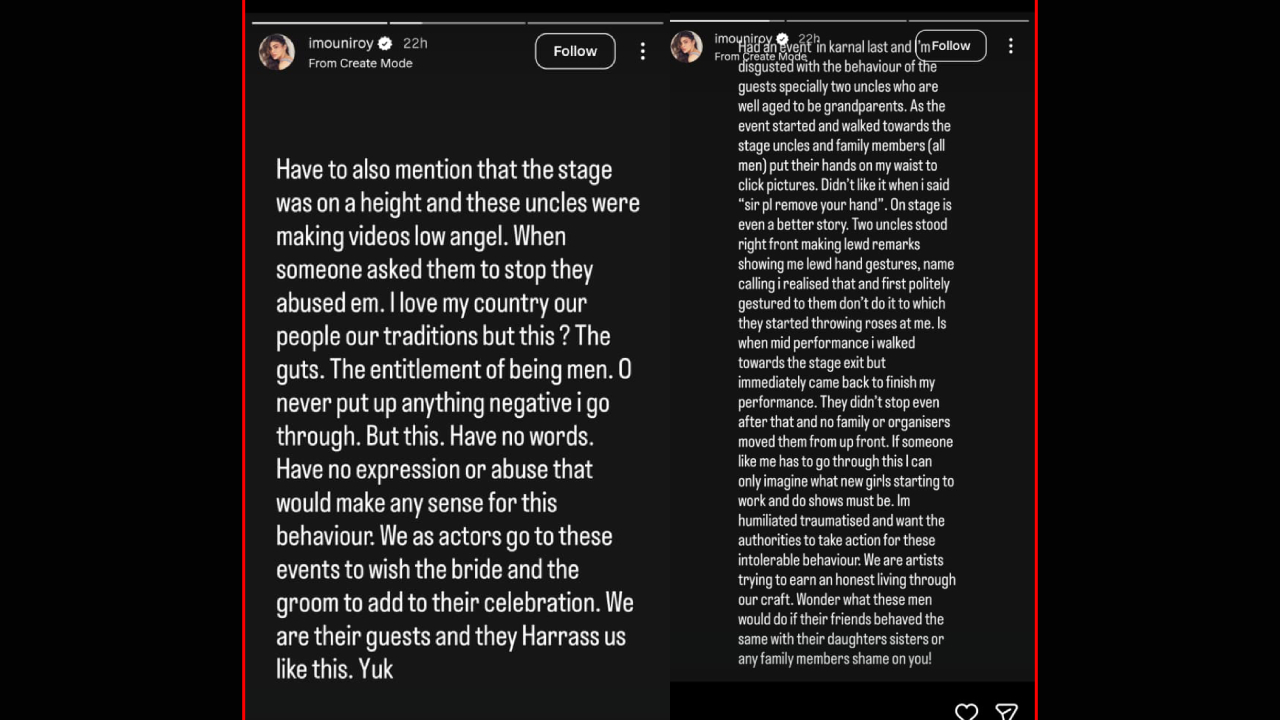 Mouni Roy shocking post about karnal event incident.