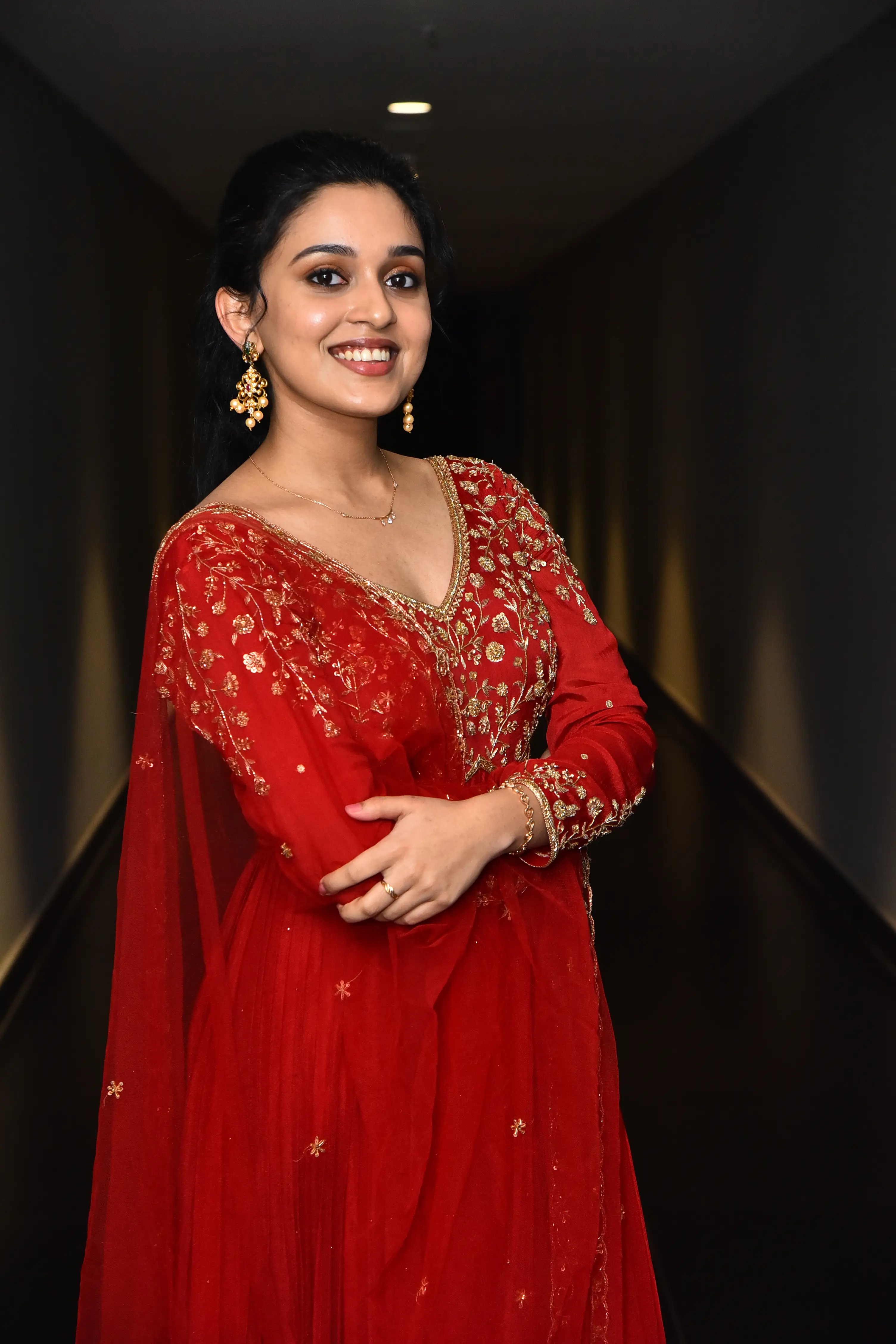 Nidhi Pradeep at Godavari gattupaina movie teaser launch event. (1)