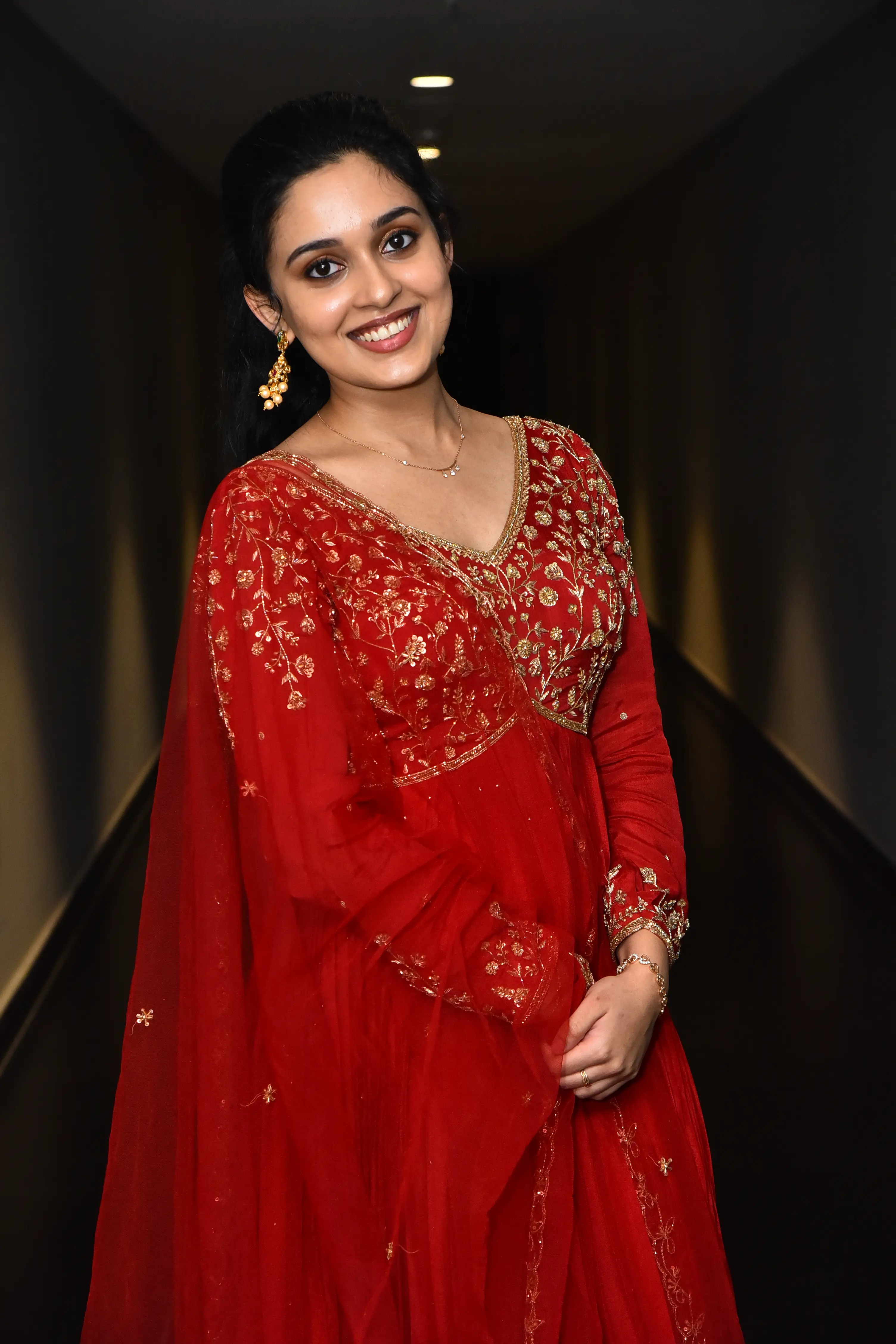 Nidhi Pradeep at Godavari gattupaina movie teaser launch event. (1)