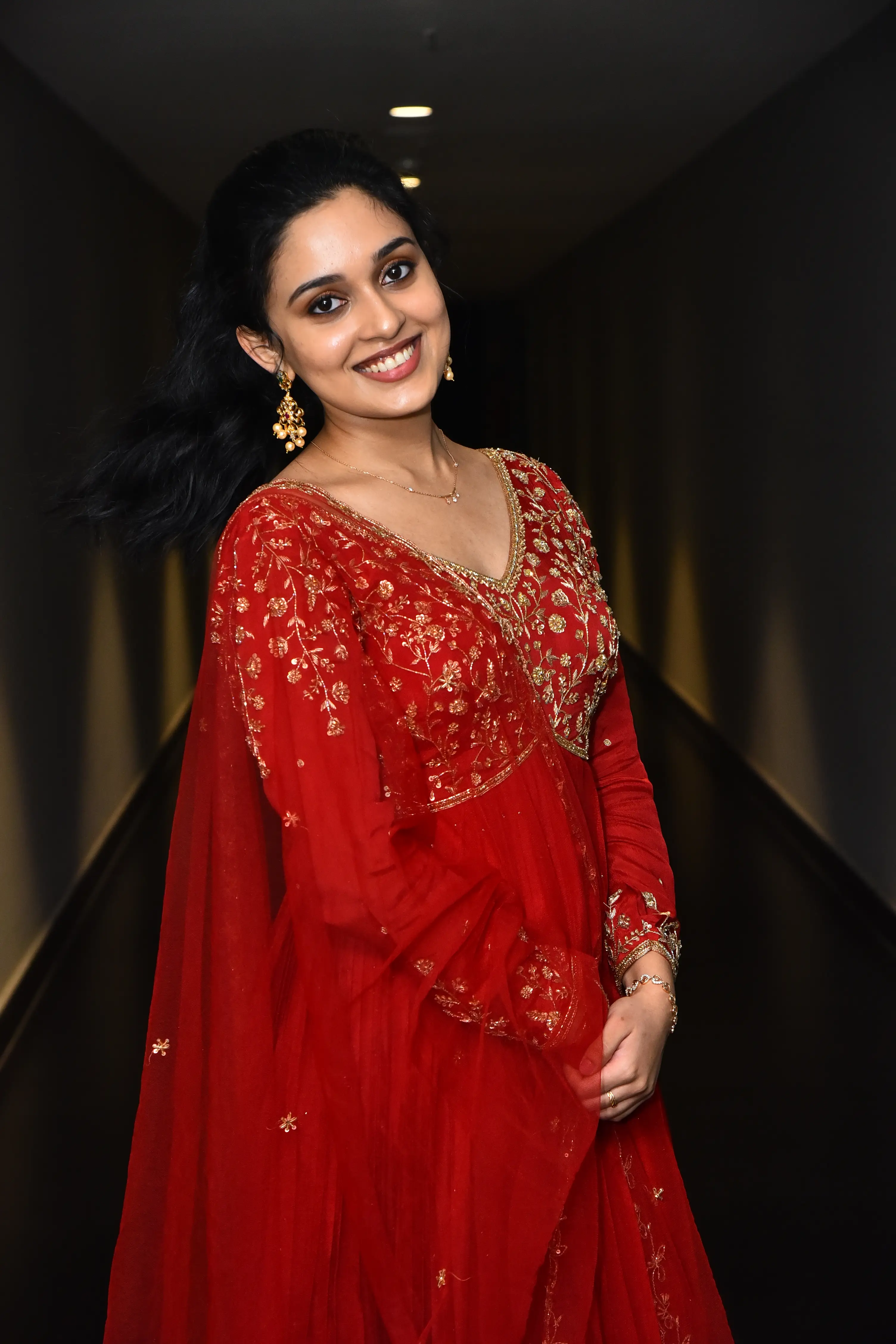 Nidhi Pradeep at Godavari gattupaina movie teaser launch event. (1)