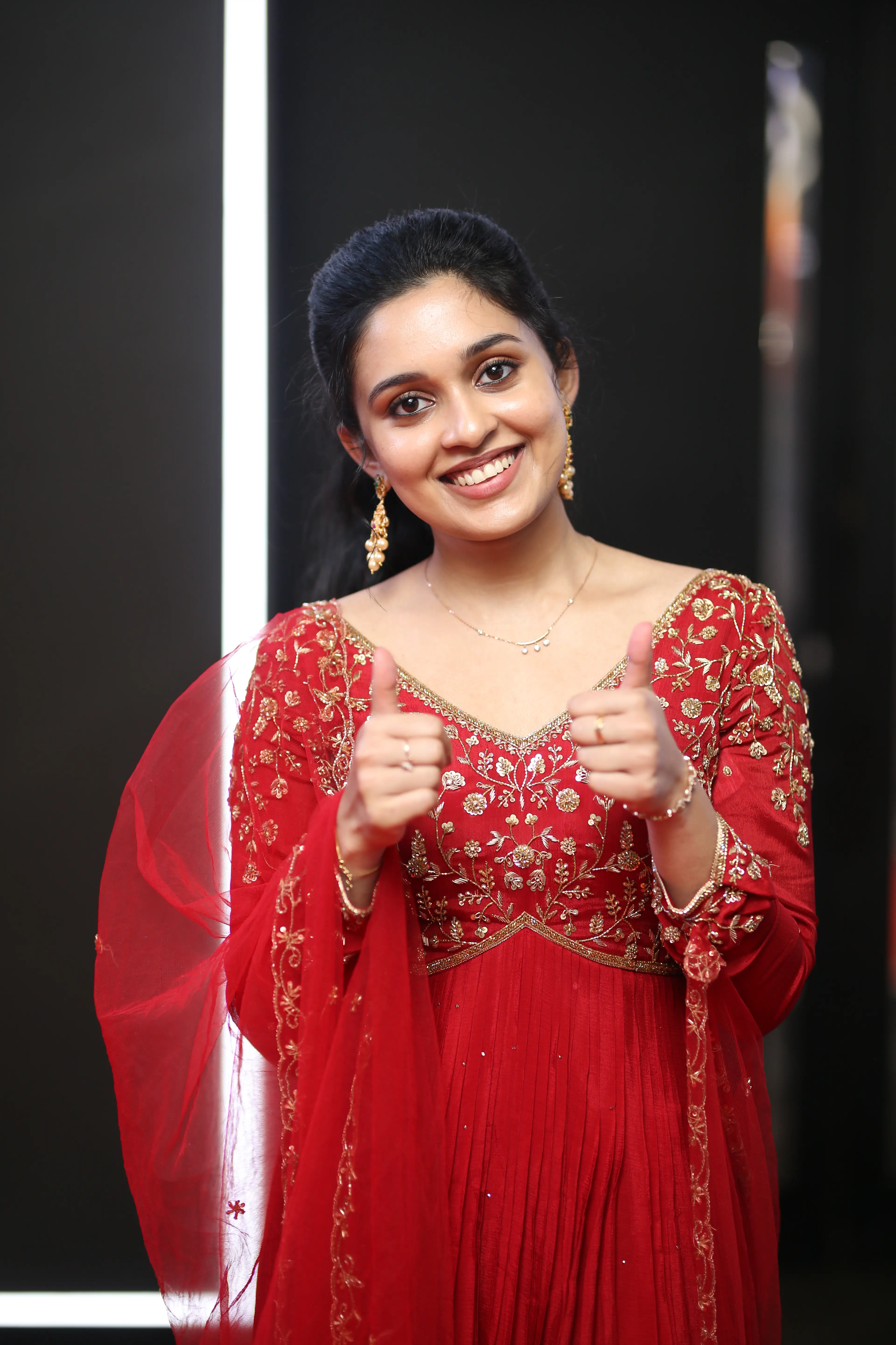 Nidhi Pradeep at Godavari gattupaina movie teaser launch event. (1)