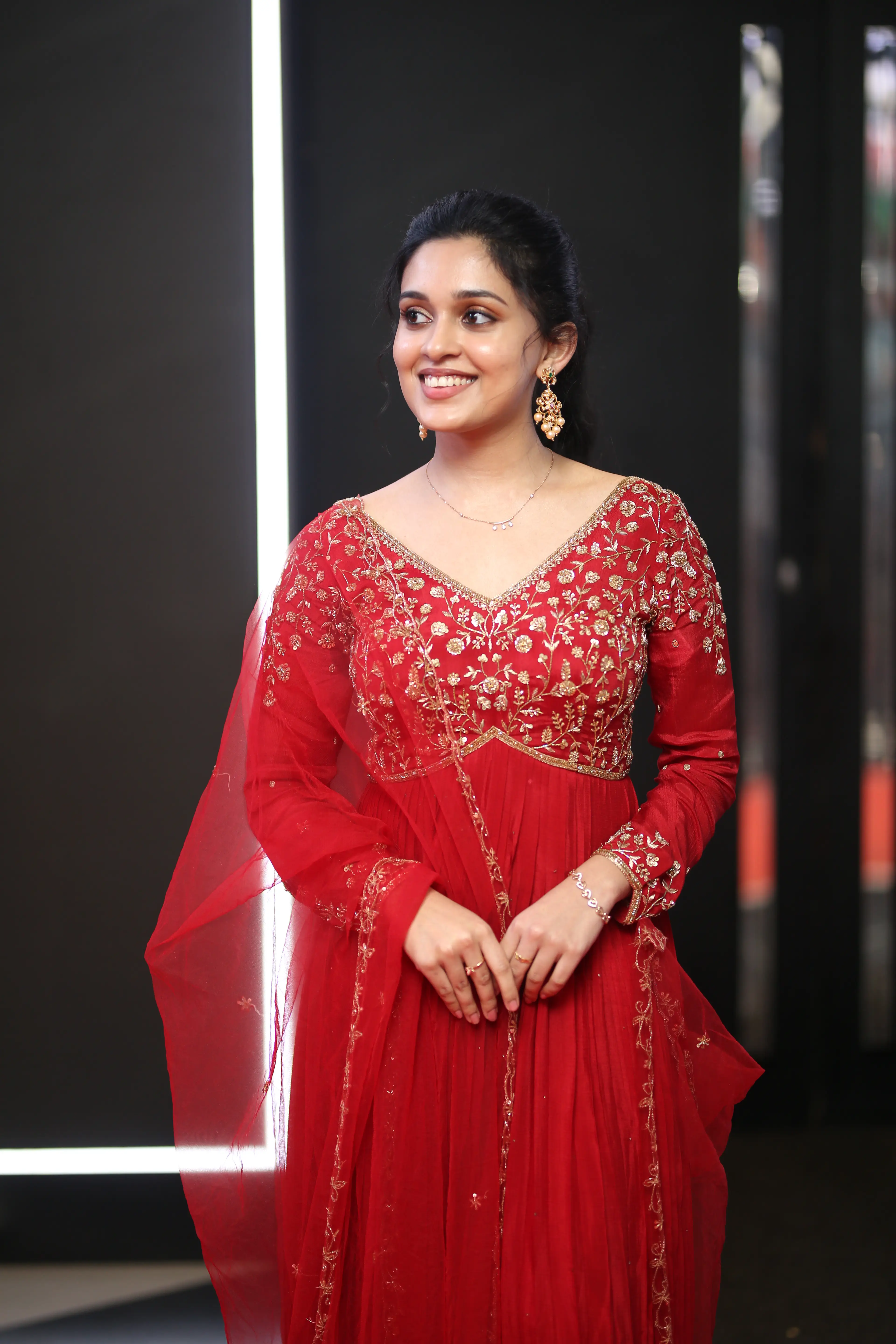 Nidhi Pradeep at Godavari gattupaina movie teaser launch event. (1)