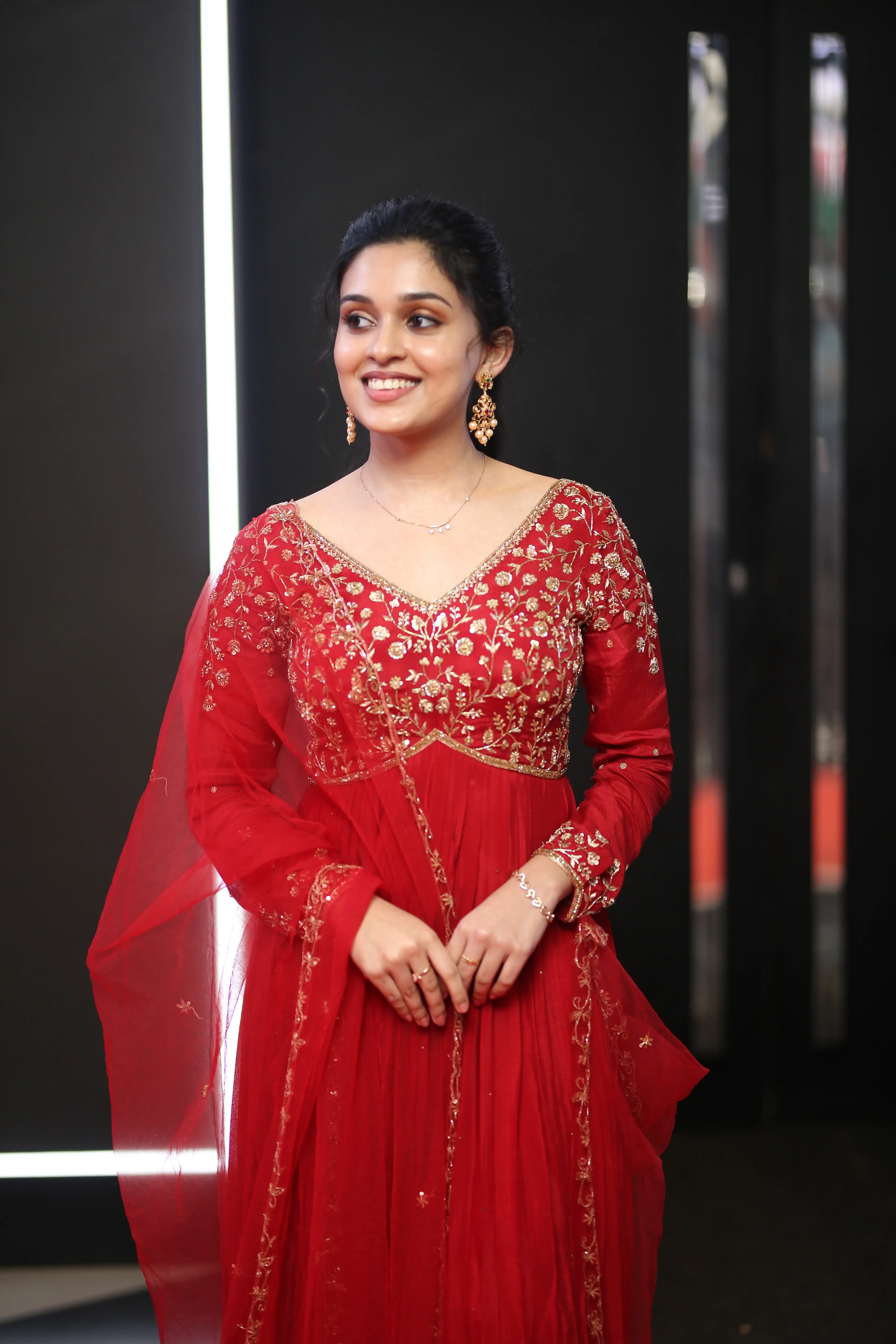 Nidhi Pradeep at Godavari gattupaina movie teaser launch event. (1)