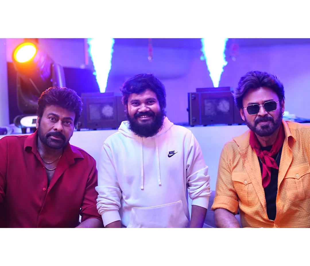 Polaki Vijay Shares Mana Shankara Varaprasad Garu Dance Working Stills with Chiranjeevi and Venkatesh