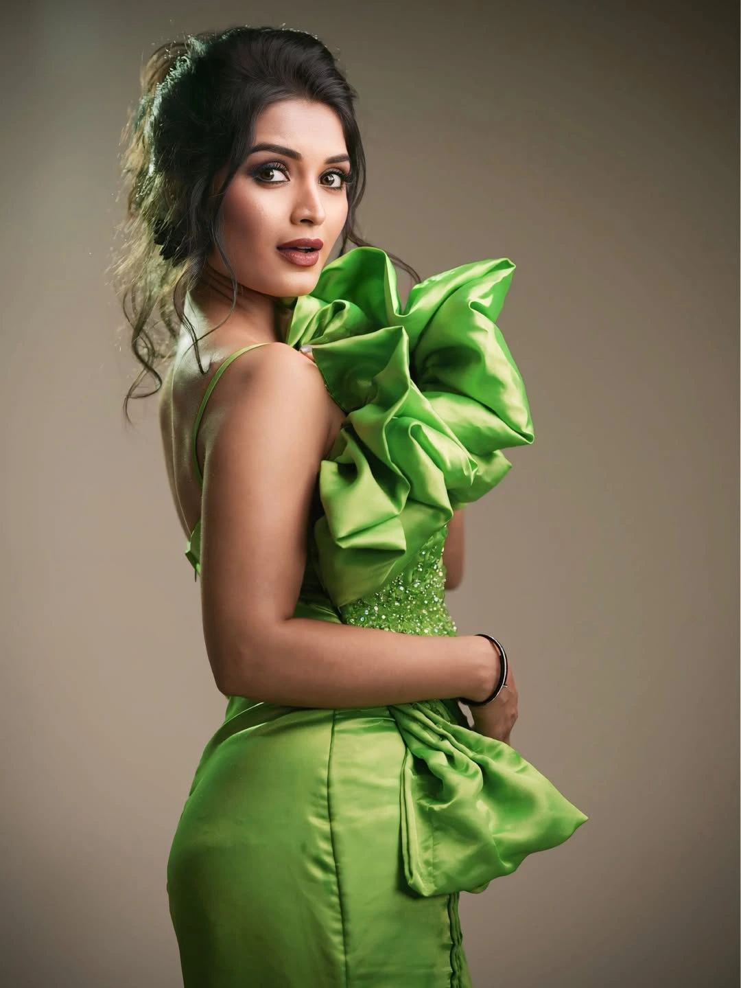 Bigg Boss Fame Priyanka Jain Stills in Green Dress