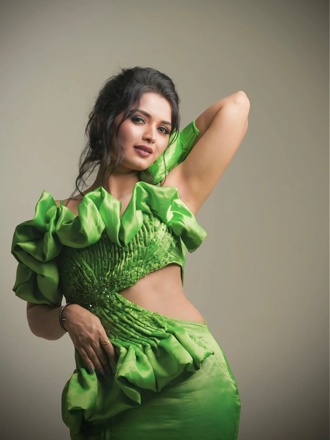 Bigg Boss Fame Priyanka Jain Stills in Green Dress