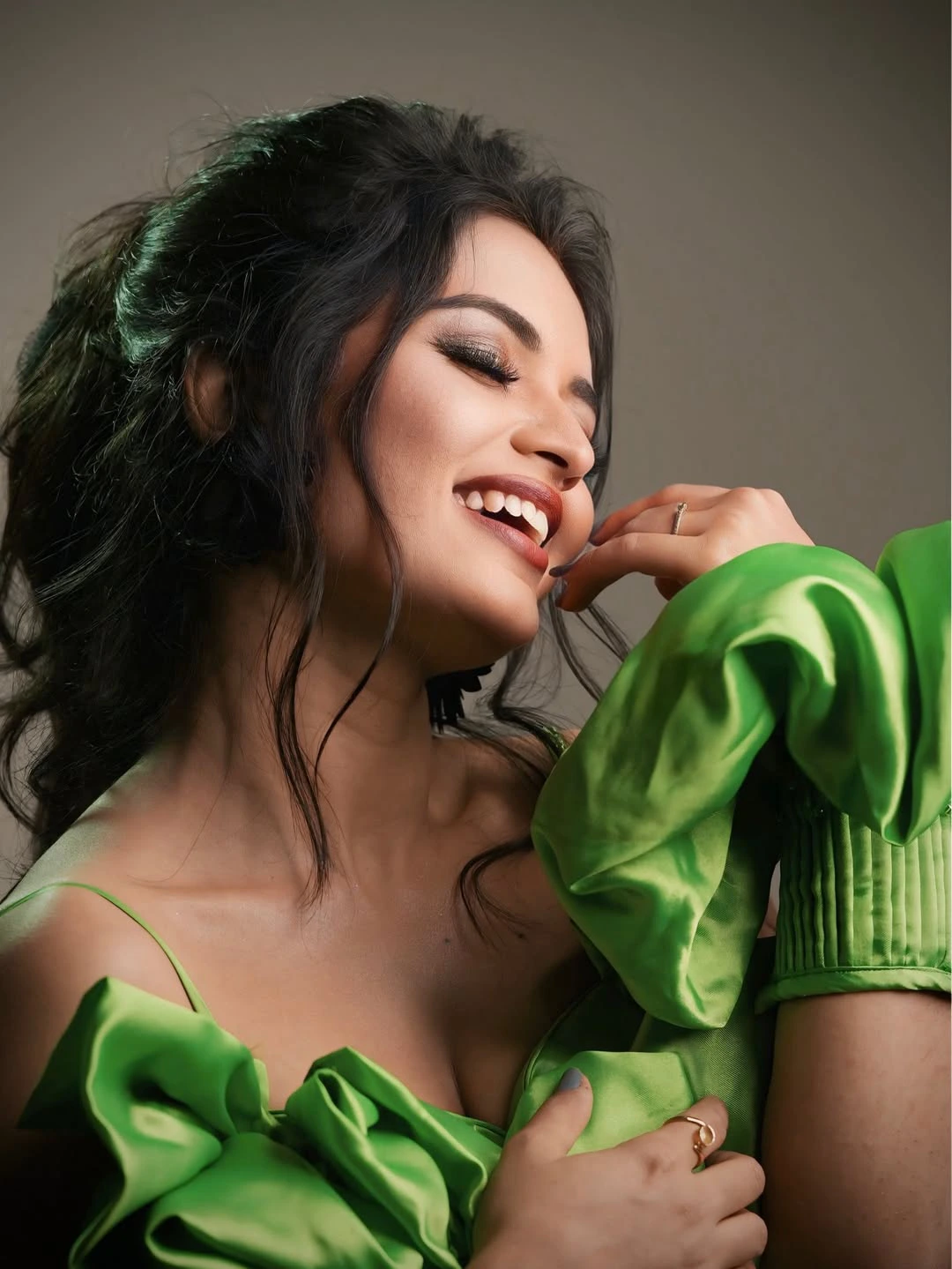 Bigg Boss Fame Priyanka Jain Stills in Green Dress