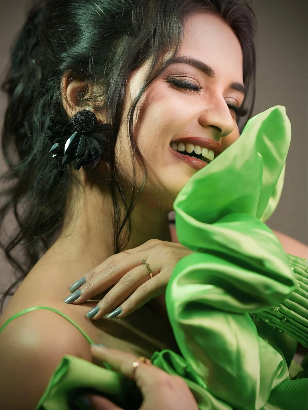 Bigg Boss Fame Priyanka Jain Stills in Green Dress