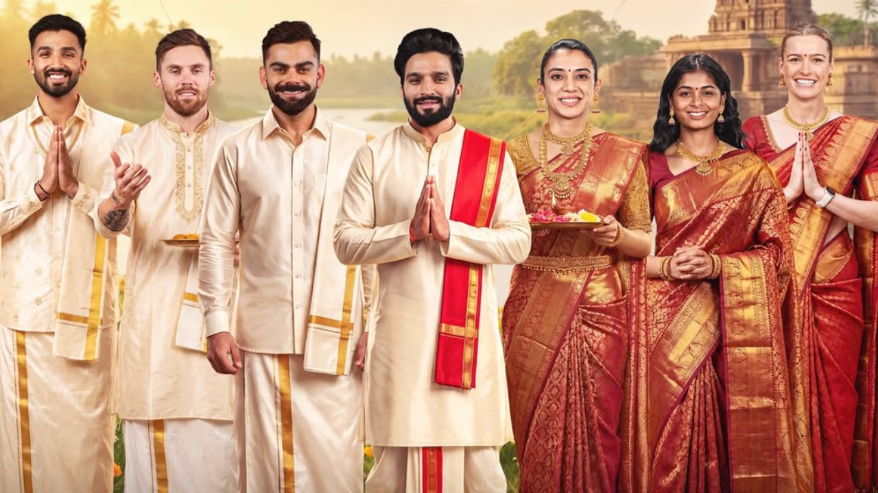 RCB : పంచె క‌ట్టులో కోహ్లీ.. చీర‌లో స్మృతి మంధాన‌.. ఆర్‌సీబీ సంక్రాంతి విషెస్ పోస్ట‌ర్ అదుర్స్‌..