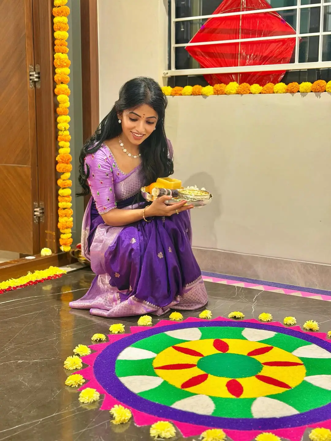 Serial actress Navya Swamy Sankranthi special photos. (1)