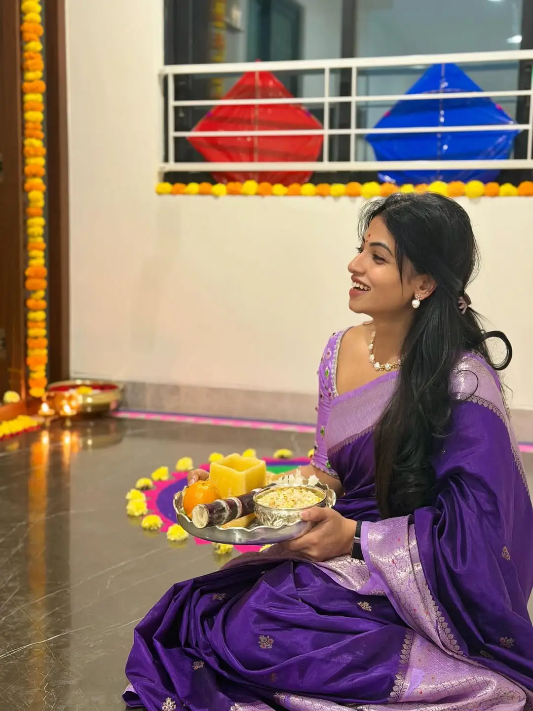 Serial actress Navya Swamy Sankranthi special photos. (1)