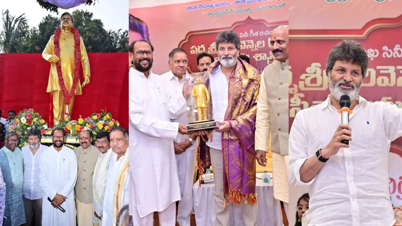 Trivikram Srinivas Unveiled Bronze Statue of Sirivennela Seetharama Sastry at Anakapalli