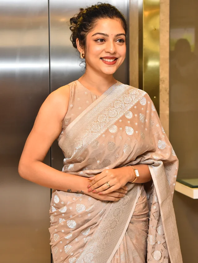 Varsha Bollamma Shines in Saree at Constable Kanakam Promotions