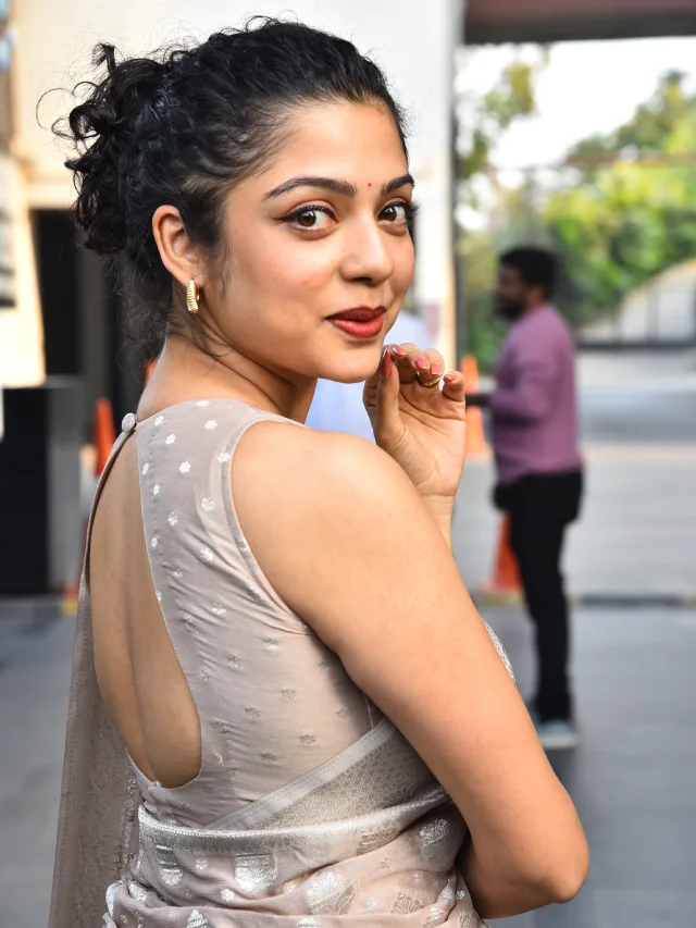 Varsha Bollamma Shines in Saree at Constable Kanakam Promotions