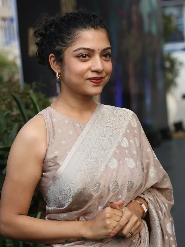 Varsha Bollamma Shines in Saree at Constable Kanakam Promotions