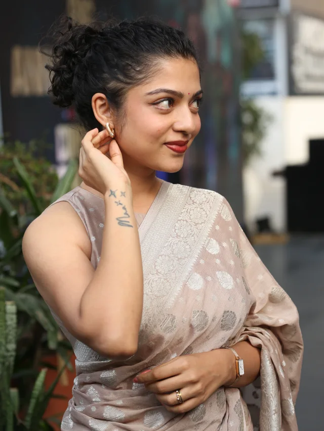 Varsha Bollamma Shines in Saree at Constable Kanakam Promotions