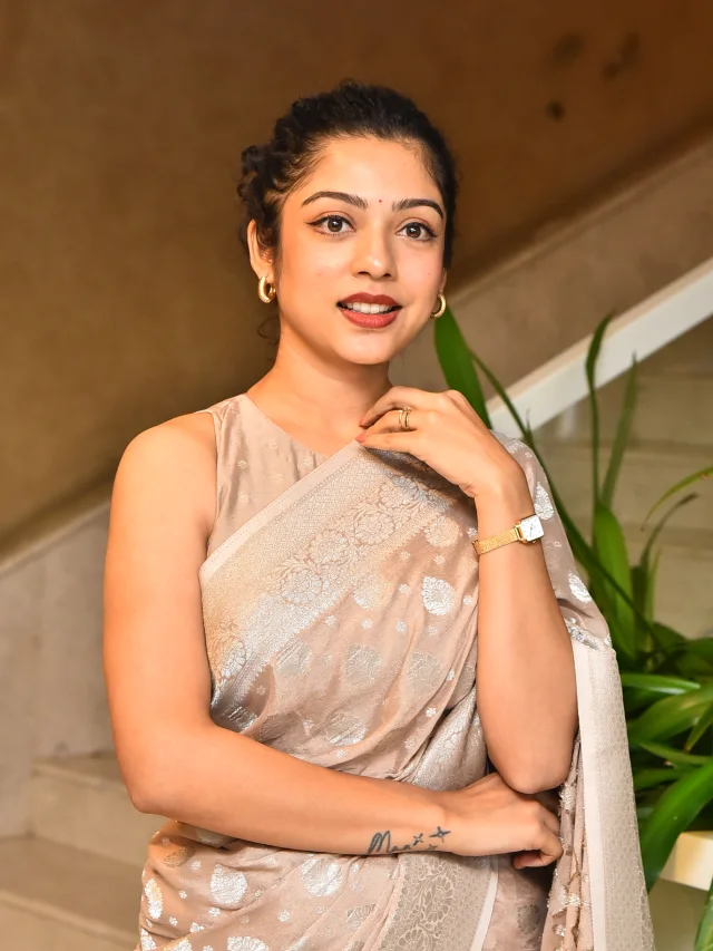 Varsha Bollamma Shines in Saree at Constable Kanakam Promotions