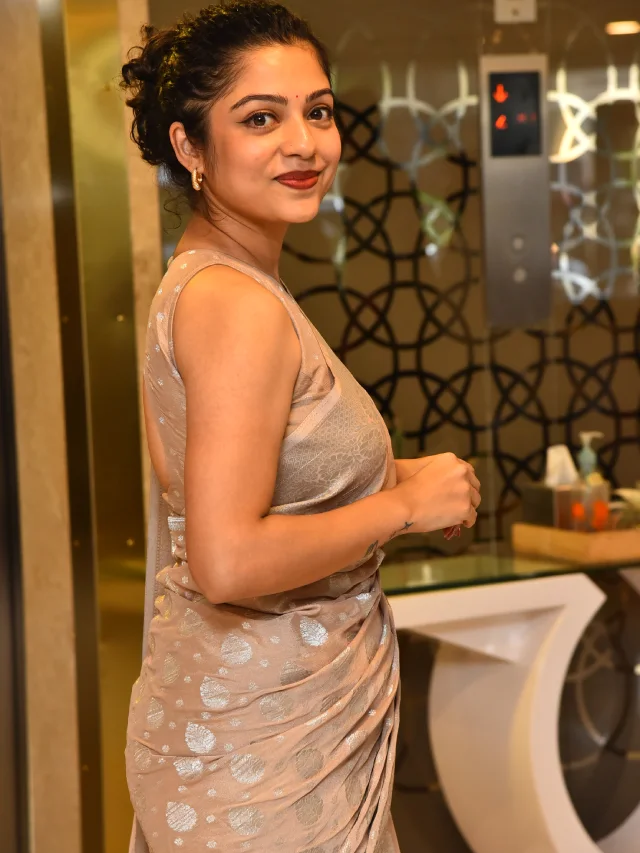 Varsha Bollamma Shines in Saree at Constable Kanakam Promotions