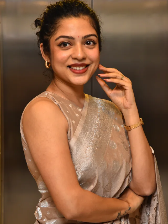 Varsha Bollamma Shines in Saree at Constable Kanakam Promotions