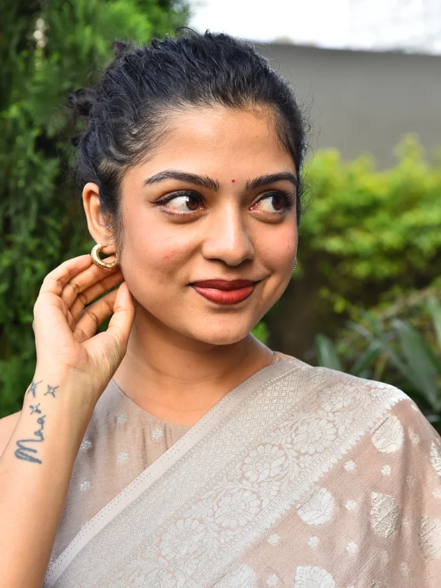 Varsha Bollamma Shines in Saree at Constable Kanakam Promotions